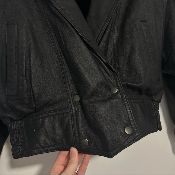 Vintage American leather black biker jacket - Picture 9 of 11